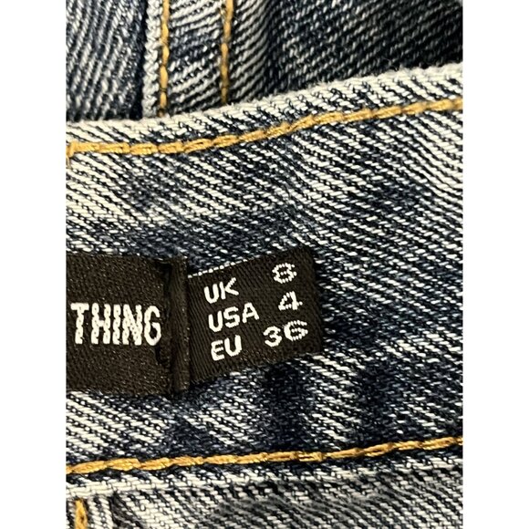 Vintage PrettyLittleThing High-Waist Distressed Blue Denim, Size‎ 4 - Picture 7 of 11